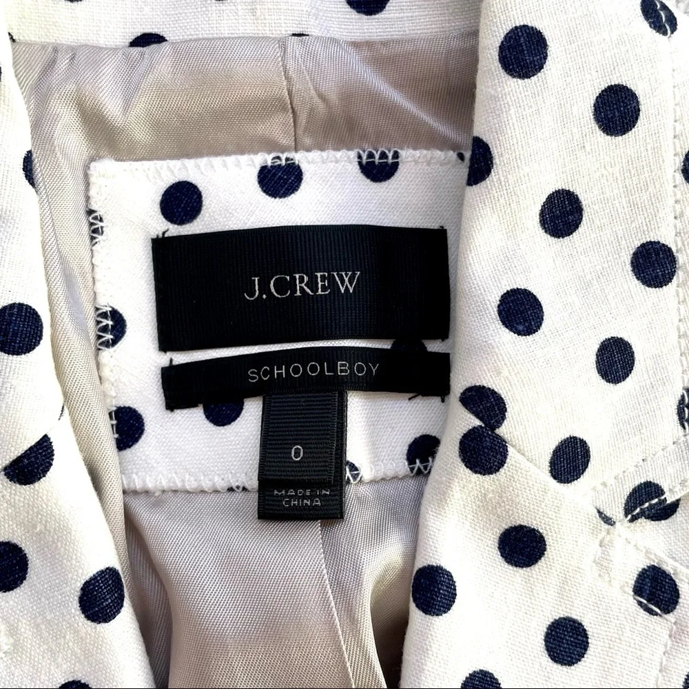 J. Crew Navy Polkadot Schoolboy Blazer